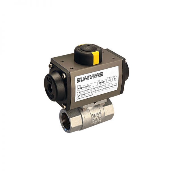 Pneumatic actuators with brass ball valves